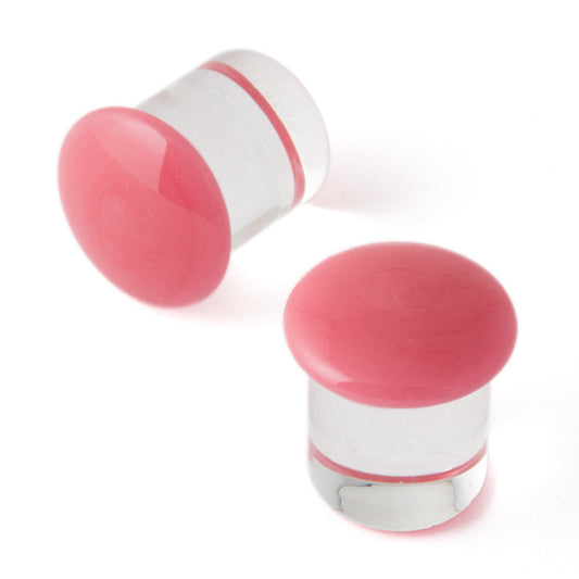 7/16" (11mm) - Gorilla Glass Color Front Plugs - Rose - Standard - Single Flare with Groove