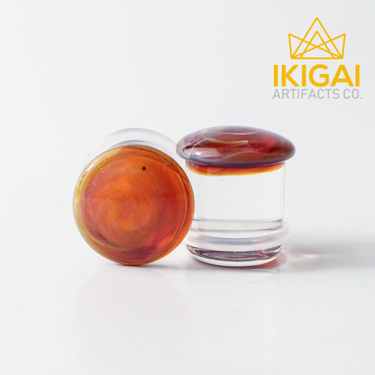 1/2" (12.7mm) - Gorilla Glass Color Front Plugs - Amber Purple - Standard - Single Flare with Groove