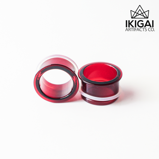 7/8" (22mm) - Gorilla Glass Bullet Holes - Ruby - Single Flare with Groove