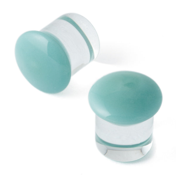 7/16" (11mm) - Gorilla Glass Color Front Plugs - Agave - Standard - Single Flare with Groove