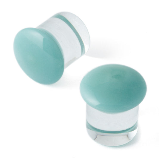 8G (3mm) - Gorilla Glass Color Front Plugs - Agave - Standard - Single Flare
