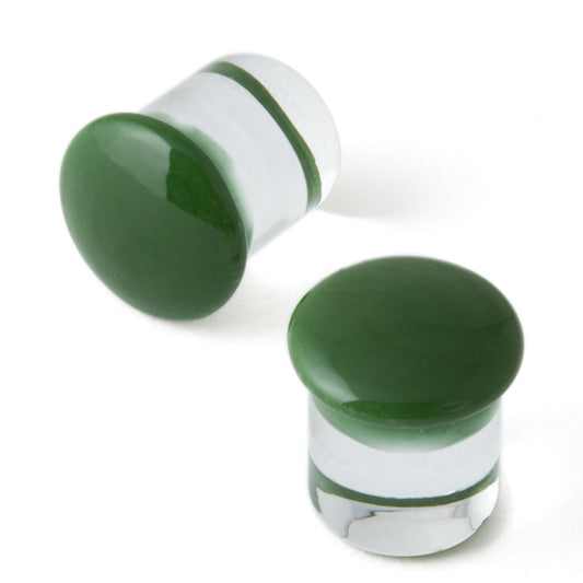 10G (2.5mm) - Gorilla Glass Color Front Plugs - Forest - Standard - Single Flare