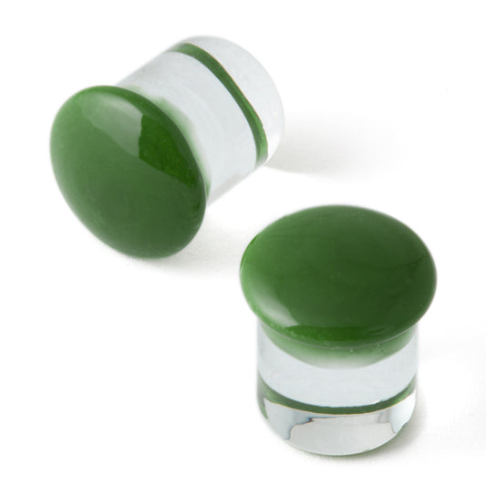 4G (5mm) - Gorilla Glass Color Front Plugs - Jade - Standard - Single Flare with Groove