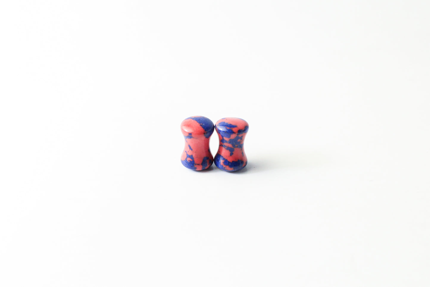 2G (6mm) - Orange/Blue Synthetic Marble Double Flare Plugs