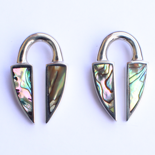 00G (10mm)+  White Brass and Abalone Shell Keyholes