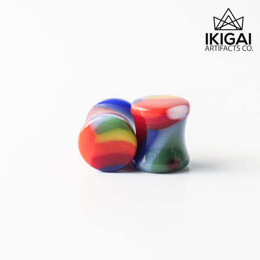 0G (8mm) - Gorilla Glass Upcycle Double Flare Plugs - No. 503