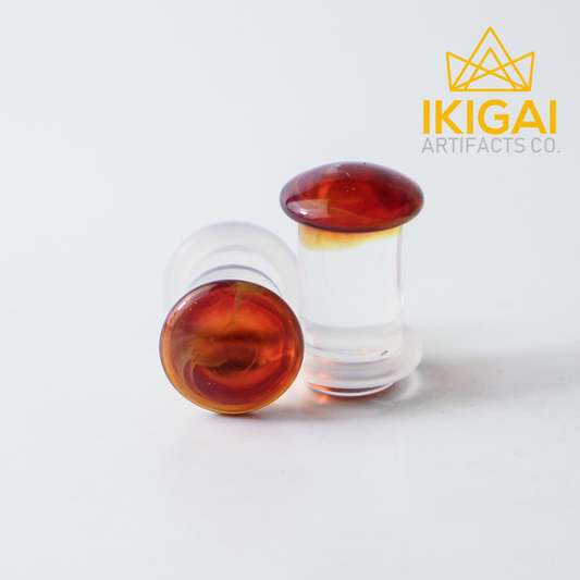 1G (7mm) - Gorilla Glass Color Front Plugs - Amber Purple  - Standard - Single Flare with Groove