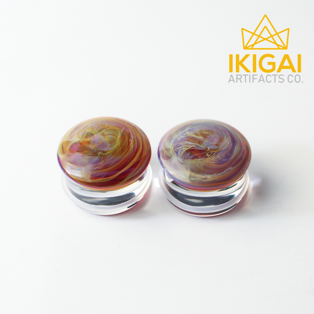 1" - Gorilla Glass - Color Front Plugs - Amber Purple - Standard - Single Flare with Groove