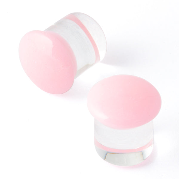 14G (1.6mm) - Gorilla Glass Color Front Plugs - Cotton Candy - Single Flare