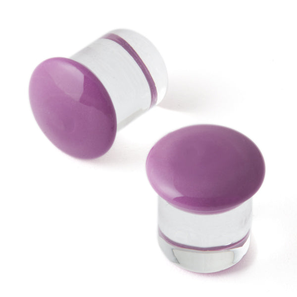7/16" (11mm) - Gorilla Glass Color Front Plugs - Grape - Standard - Single Flare with Groove