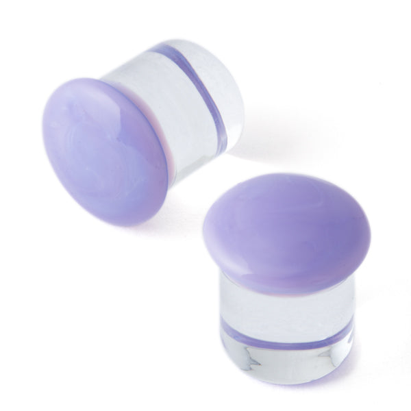 12G (2mm) - Gorilla Glass Color Front Plugs - Lilac - Standard - Single Flare