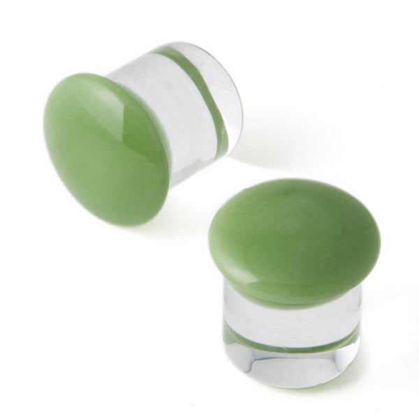 9mm - Gorilla Glass Color Front Plugs - Olive - Standard - Single Flare with Groove