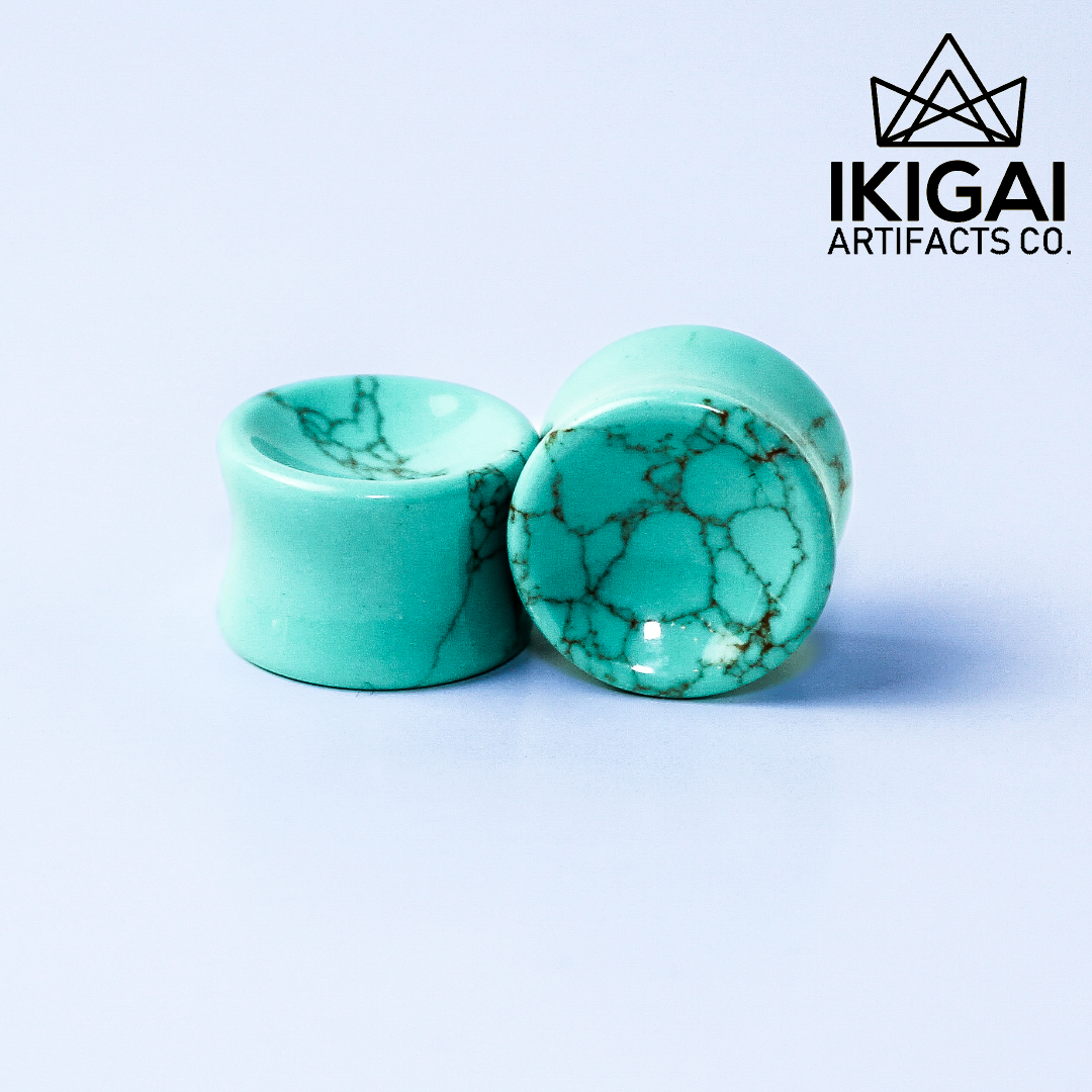 5/8" (16mm) - Turquoise Concave Plugs