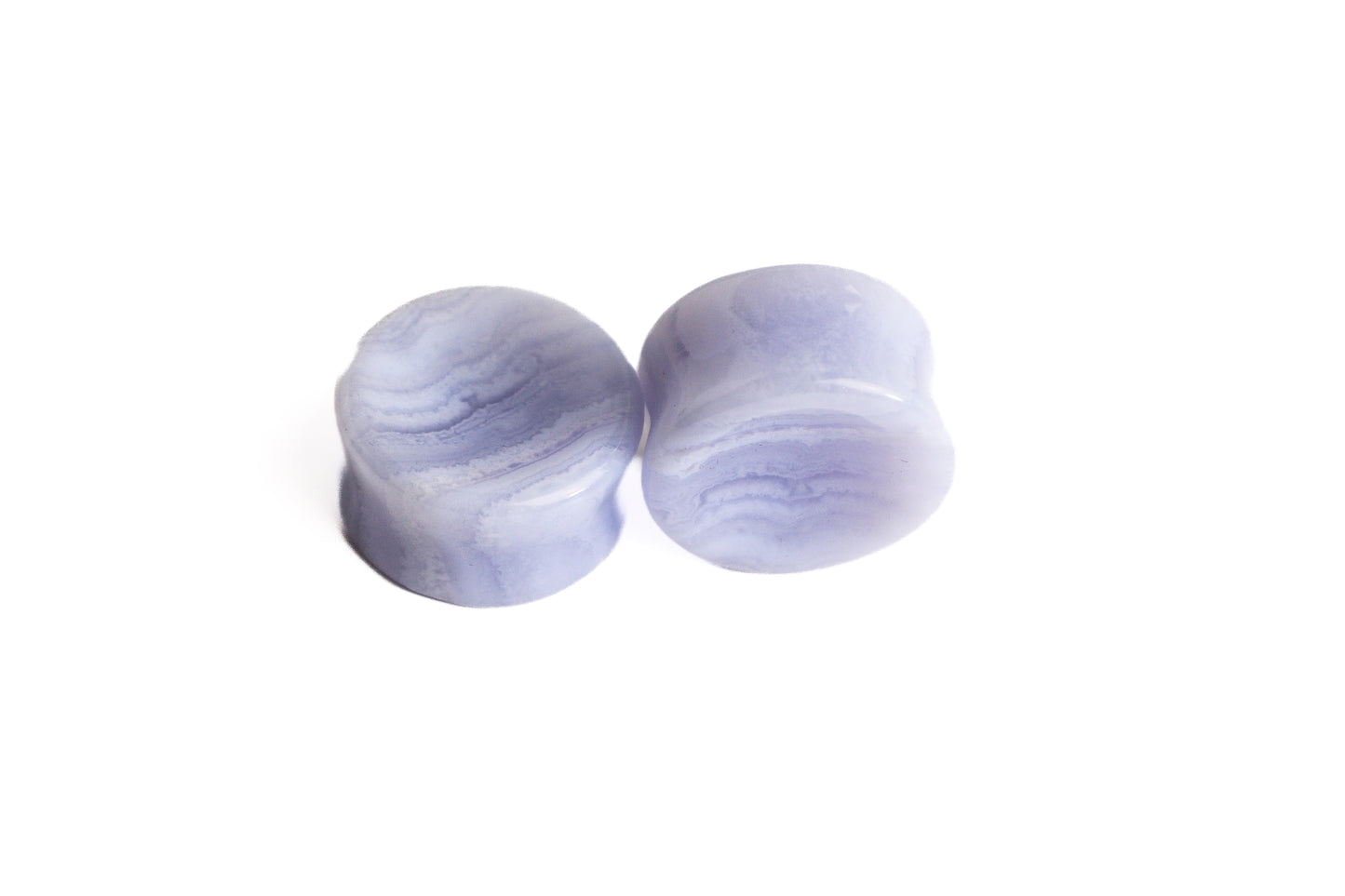 7/8" (22mm) - Blue Lace Agate Concave Double Flare Plugs