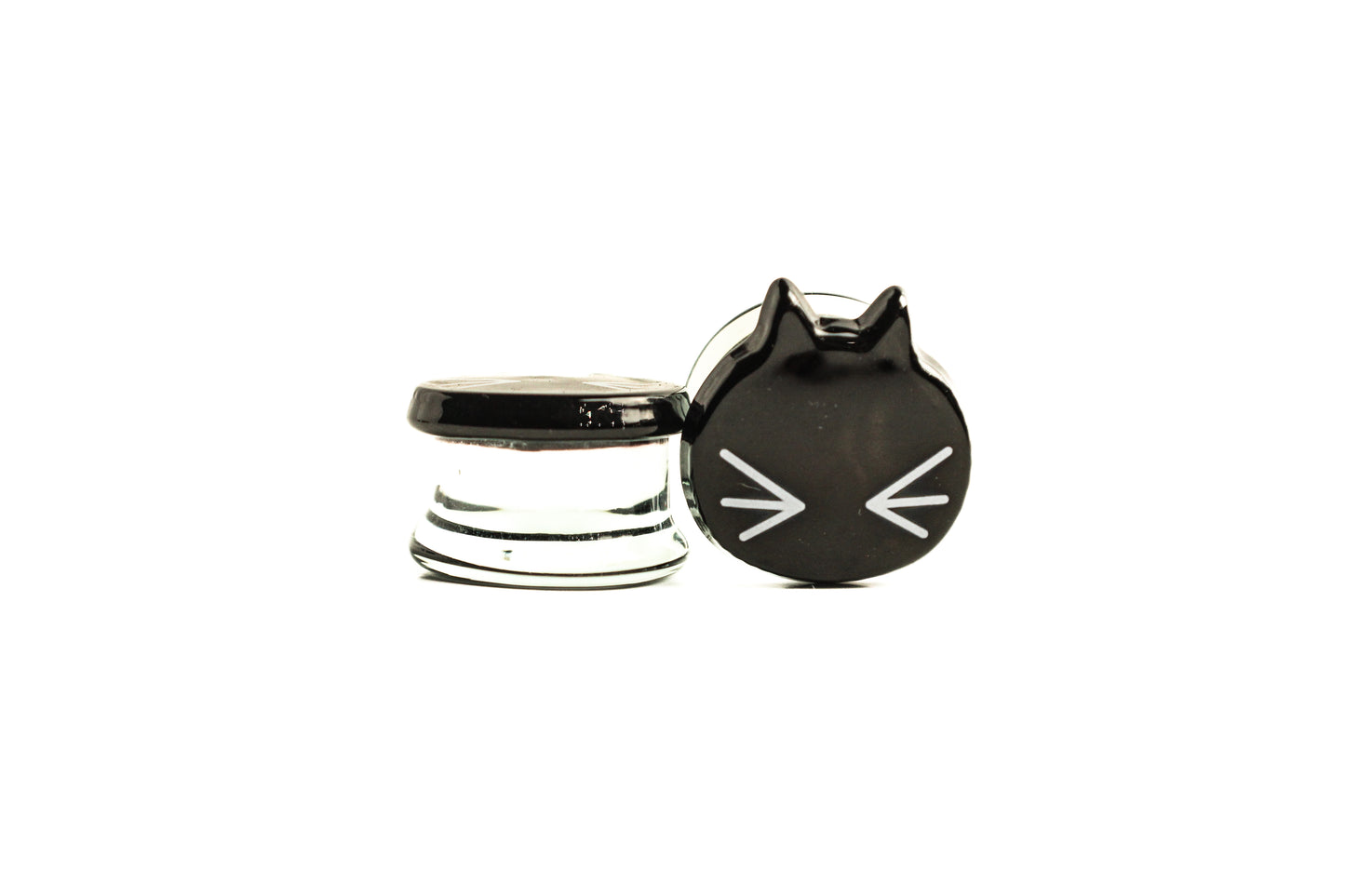 3/4" (19mm) - Black Cat Glass Double Flare Plugs