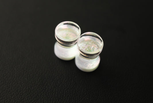 2G (6mm) - Gorilla Glass Fused Dichroic Plugs - Opal - Double Flare