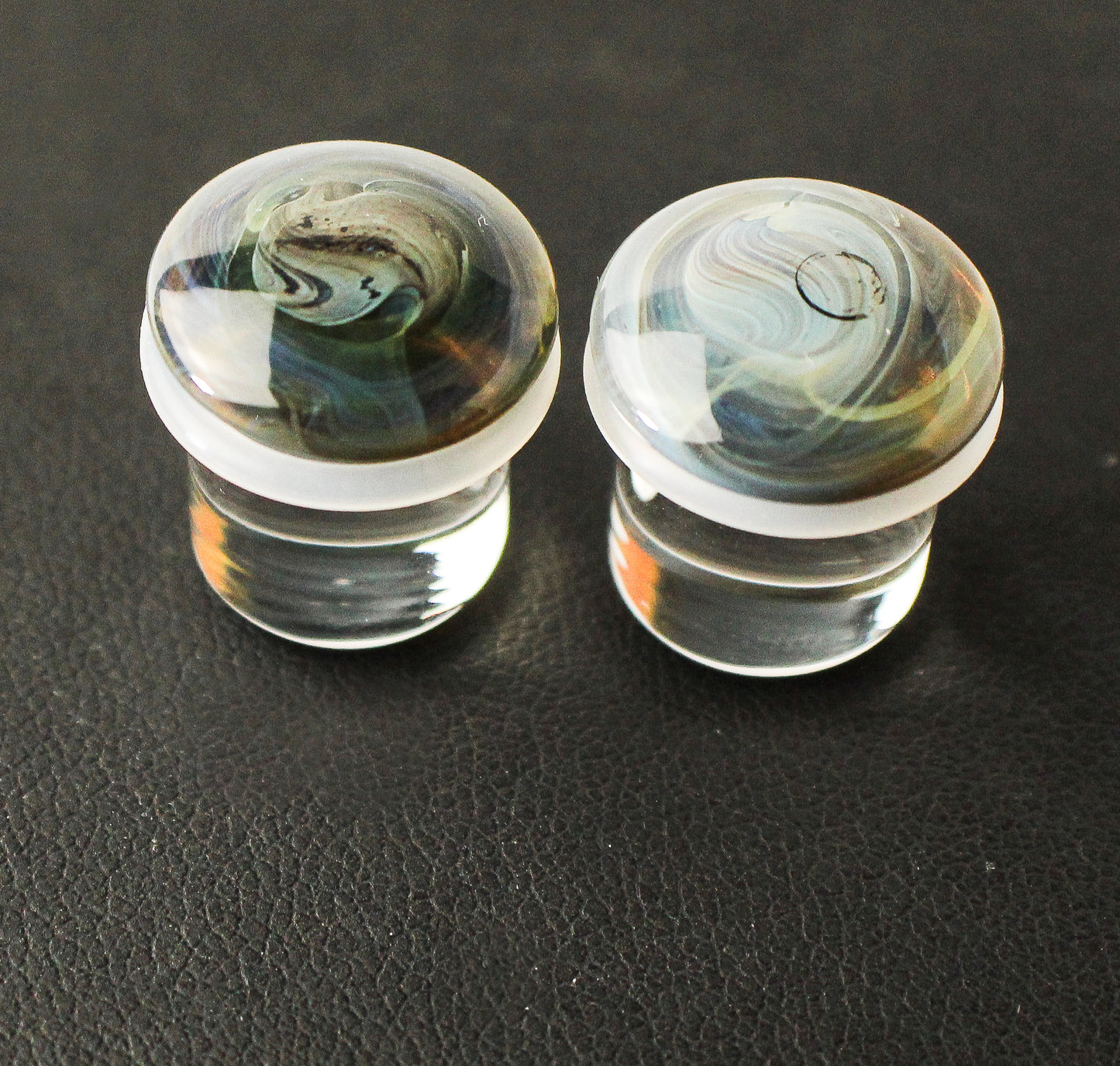 1/2" (12.7mm) - Limited Gorilla Glass Color Front Plugs - Blue Amber - Standard - Single Flare