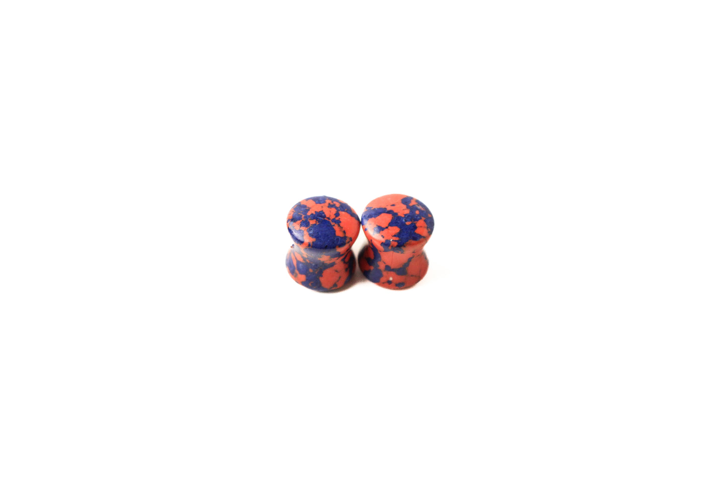 7/16" (11mm) - Orange/Blue Synthetic Marble Double Flare Plugs