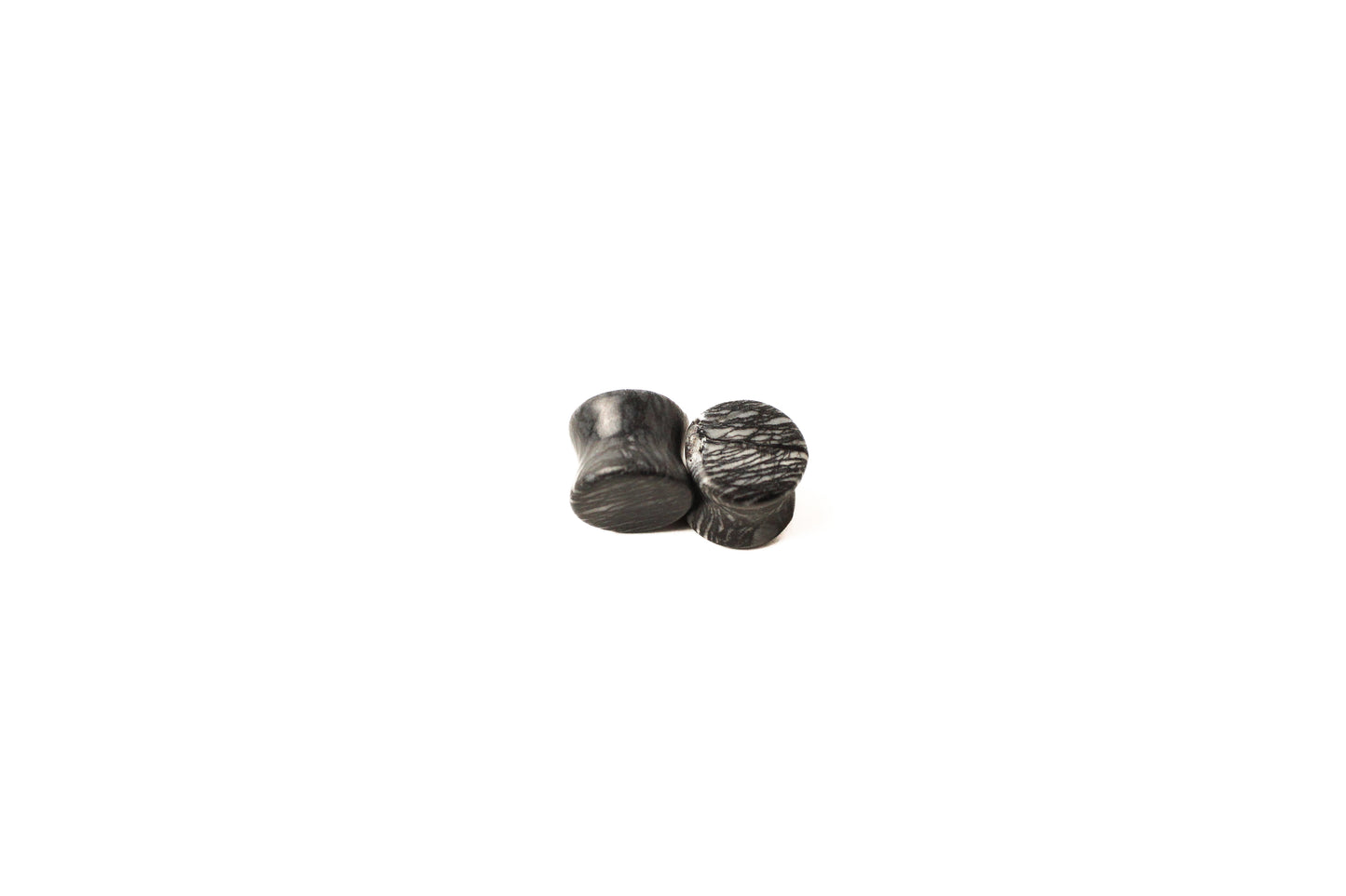 12mm - Zebra Black/White Synthetic Marble Double Flare Plugs