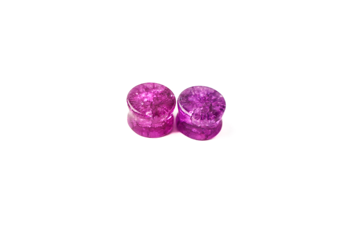 9/16" (14mm) - Purple Shattered Glass Double Flare Plugs
