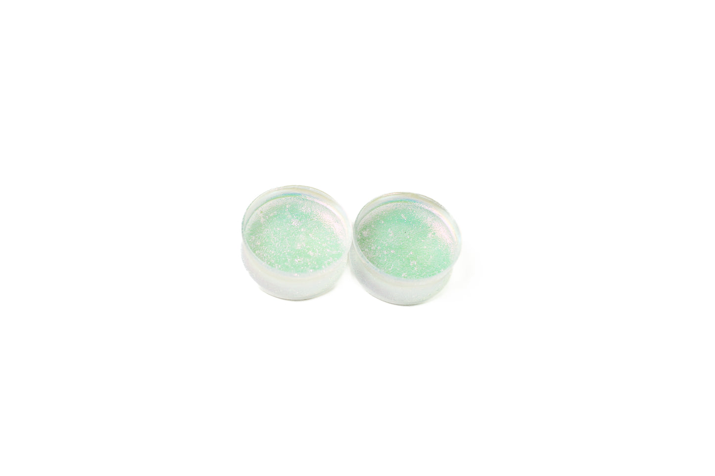 1" 1/8" (28mm) - Gorilla Glass - Fused Dichroic Double Flare Plugs - Opal