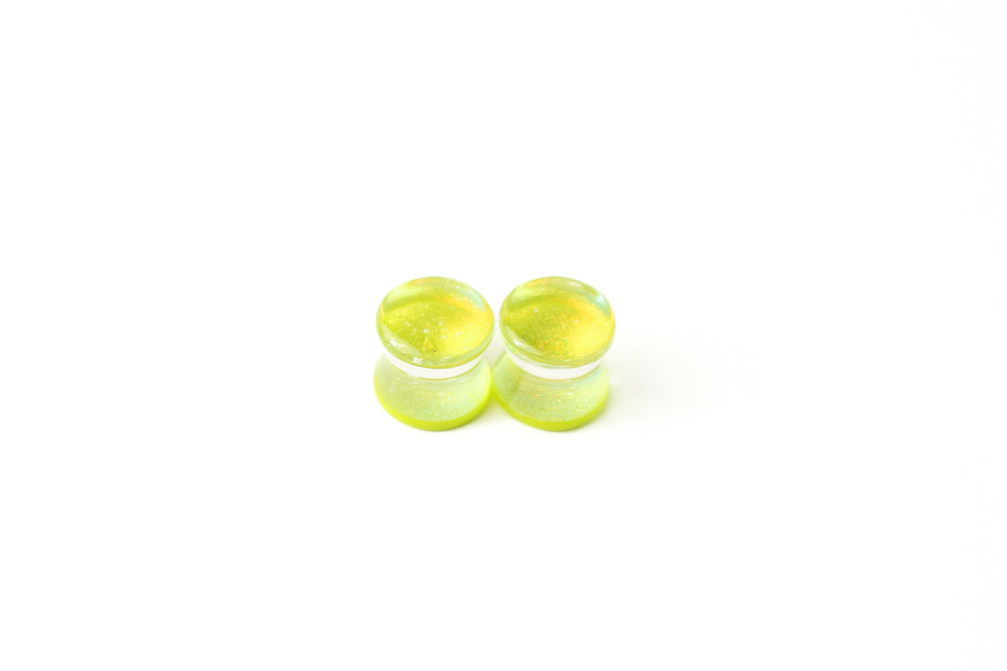 10mm - Gorilla Glass - Fused Dichroic Plugs - Double Flare - Green Gold