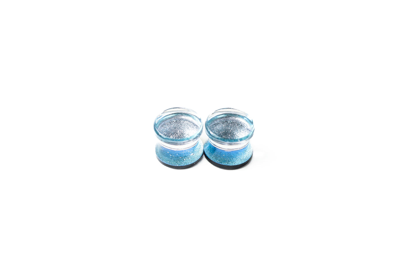 9/16" (14mm) - Gorilla Glass - Fused Dichroic Double Flare Plugs - Diamond