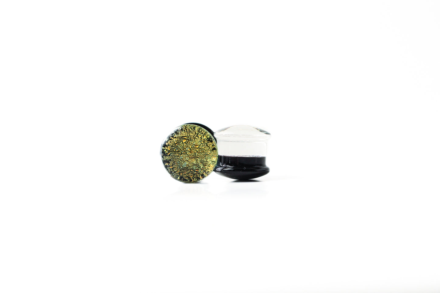 9/16" (14mm) - Gorilla Glass - Dichroic Double Flare Plugs - Gold