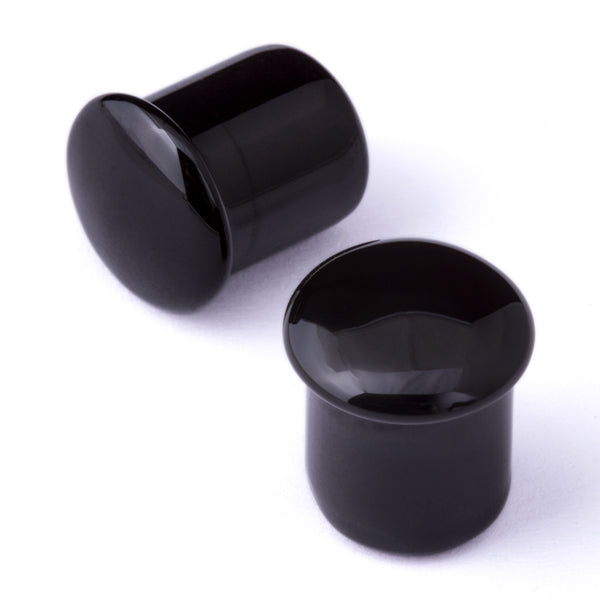 10mm - Gorilla Glass Simple Plugs - Black - Standard - Single Flare with Groove