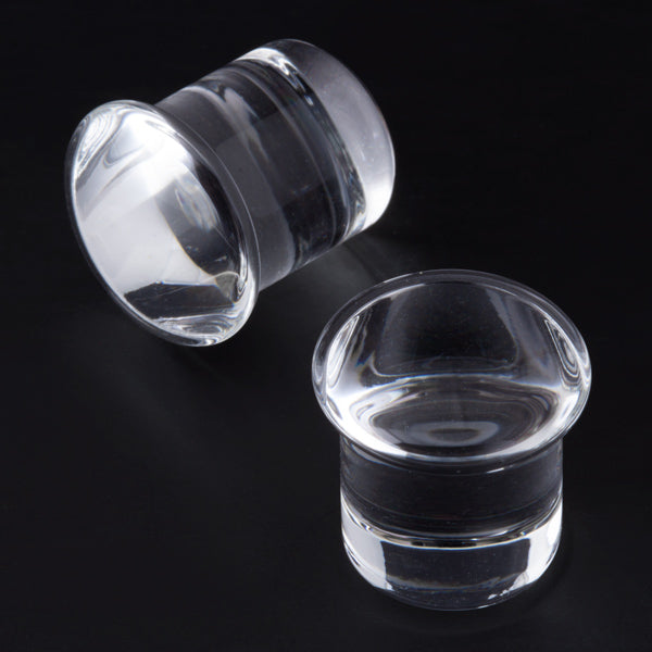 0G (8mm) - Gorilla Glass Simple Plugs - Crystal - Standard - Single Flare
