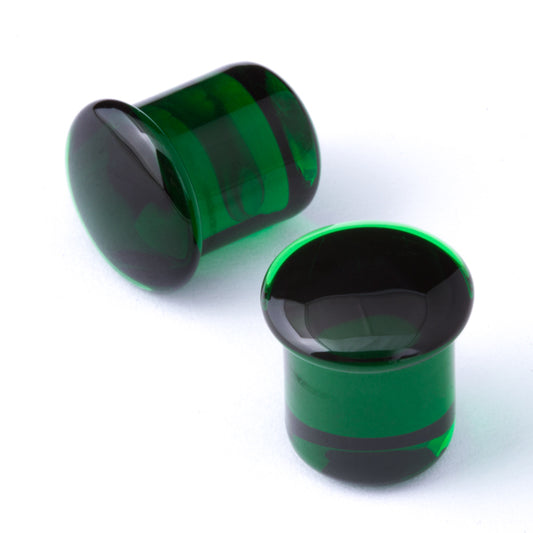 00G (9mm) - Gorilla Glass Simple Plugs - Emerald - Standard - Single Flare with Groove
