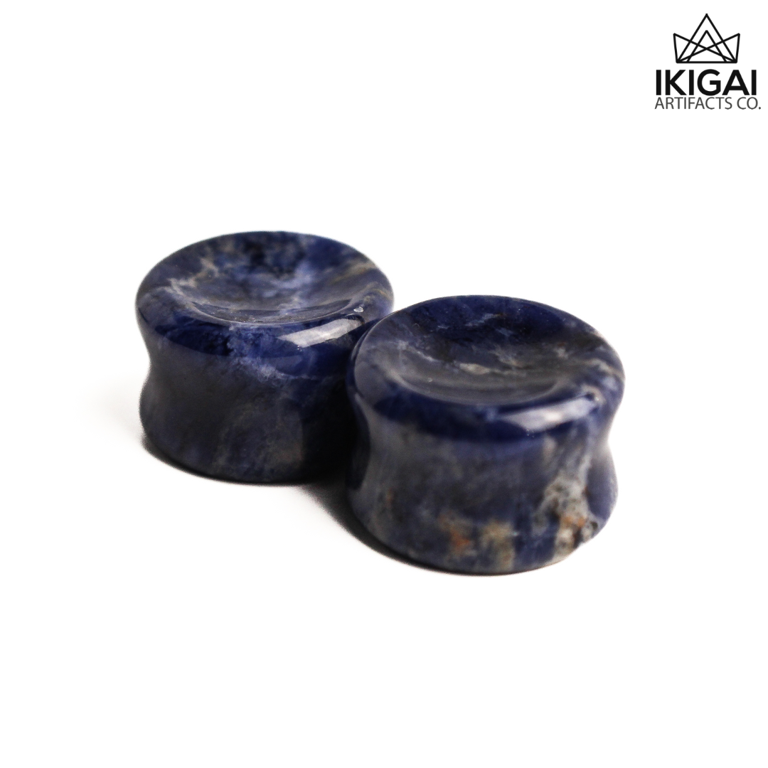 3/4" (19mm) - Sodalite Concave Double Flare Plugs