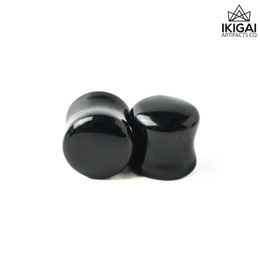 9/16" (14mm) - Black Obsidian Double Flare Plugs