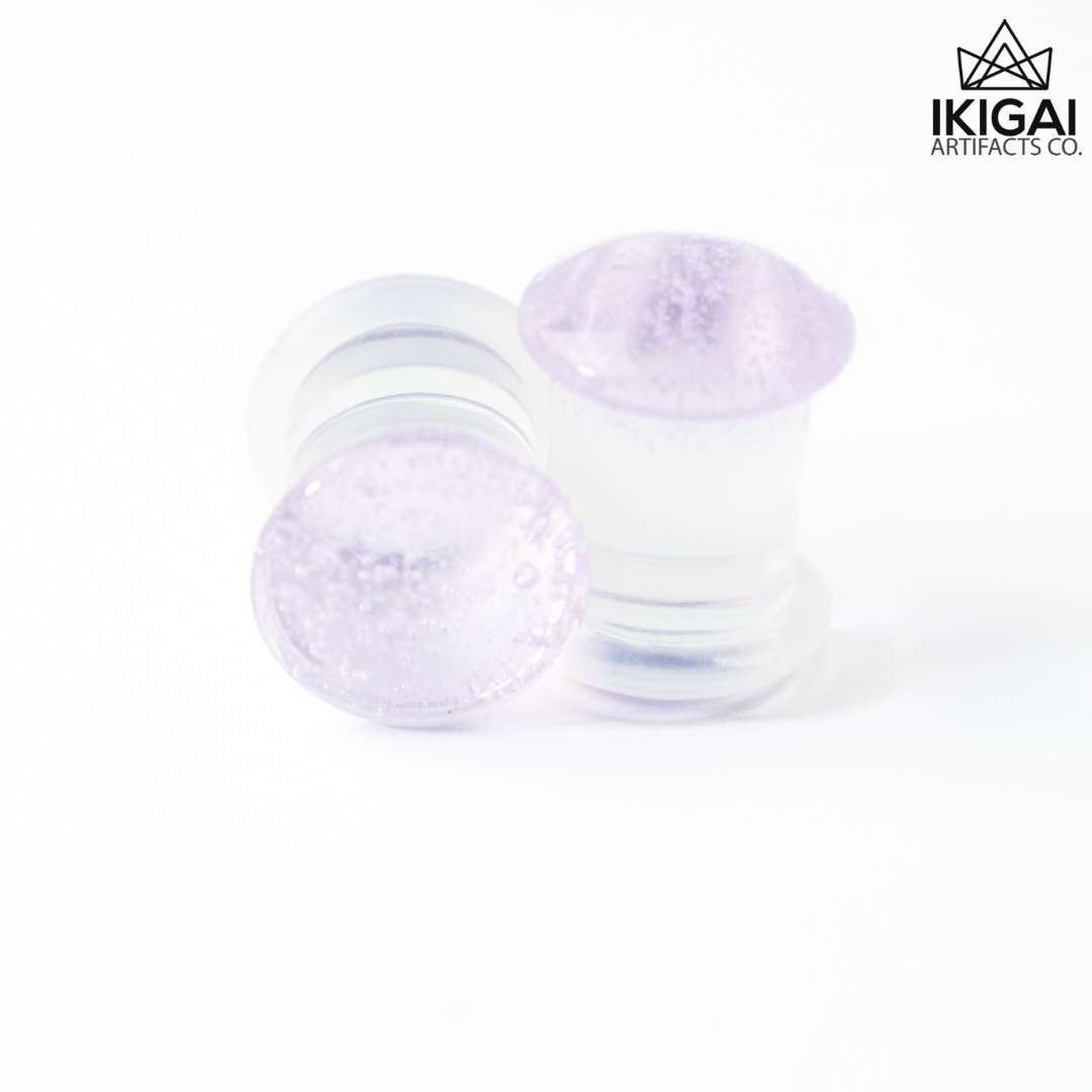 9mm - Gorilla Glass Color Front Plugs - Violet - Standard - Single Flare with Groove