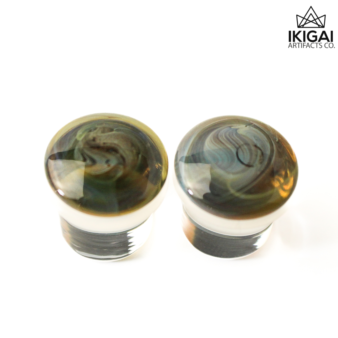 1/2" (12.7mm) - Limited Gorilla Glass Color Front Plugs - Blue Amber - Standard - Single Flare