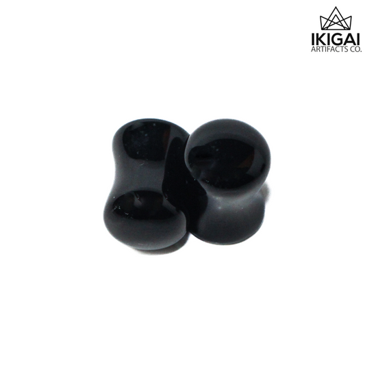 00G (9-9.5mm) - Black Obsidian Double Flare Plugs