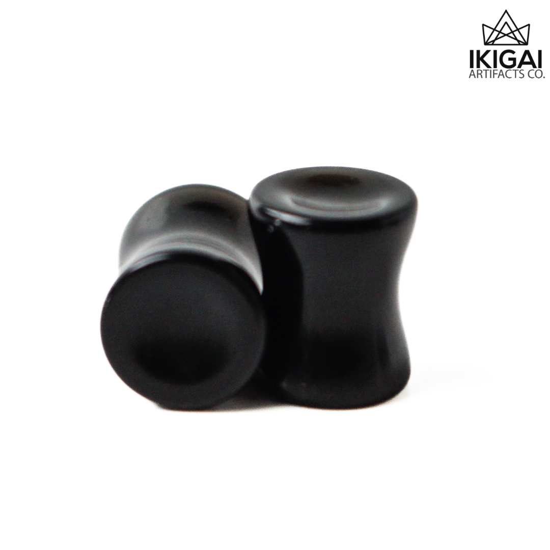 0G (8mm) - Black Obsidian Concave Plugs