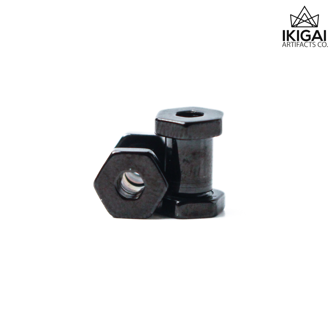 4G (5mm) - Black PVD Coated Stainless Steel Threaded Hexagon plugs