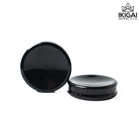 2" (50mm) - Black Onyx Concave Double Flare Plugs