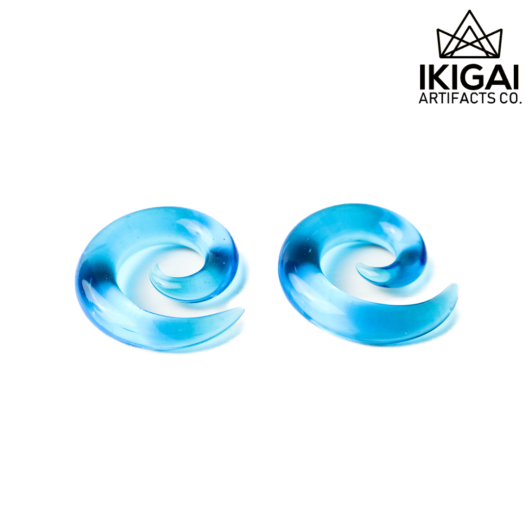 0G (8mm) - Gorilla Glass - Spirals - Ocean