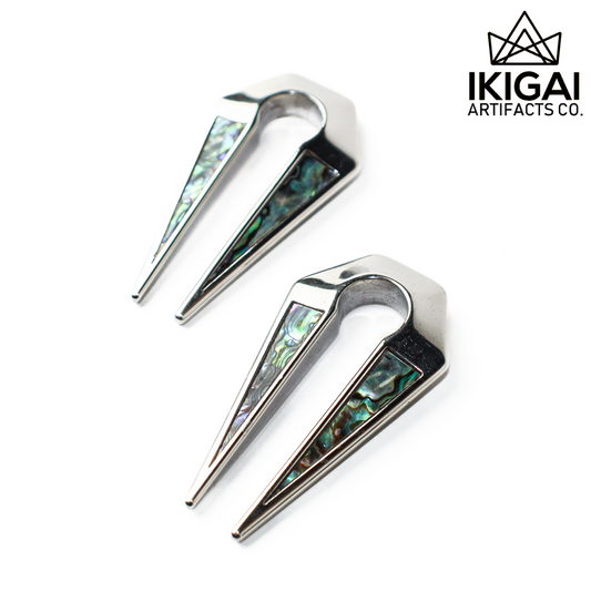 10mm+ Surgical Steel Keyhole Weights with Abalone Shell inlays